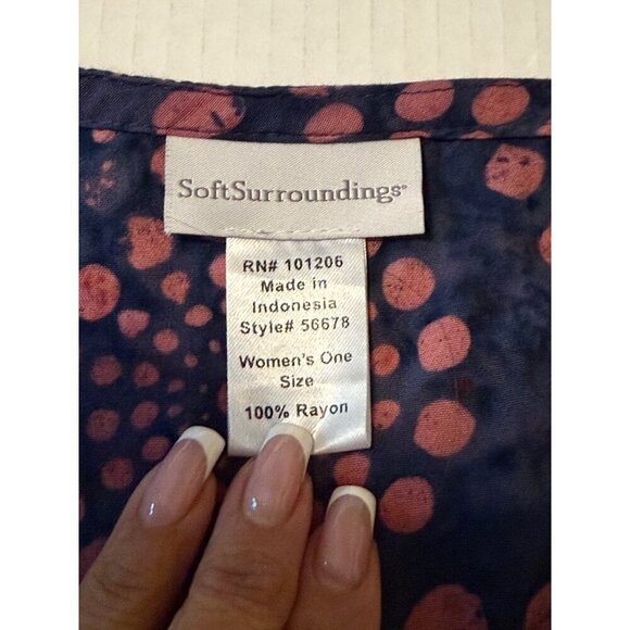 LOVELY Soft Surroundings Purple Geometric Batik BOHO Lagenlook Rayon Tunic Large - Picture 3 of 12